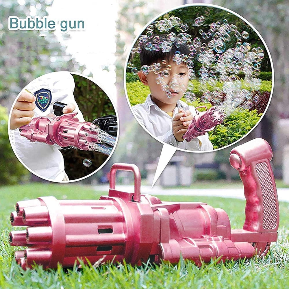 2X Automatic Gatling Bubble Gun Toy Summer Cooling Soap Water Fun Bubble Machine 
