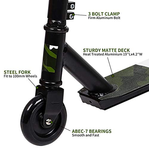 Street Trick Scooter with 100mm PU Wheels and ABEC-5 Bearings H.yeed Pro Stunt Scooter Entry Level Freestyle Kick Scooter for Kids Teens Ages 8+ 