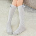 thumbnail image 5 of vdgthytj Girls Socks over the Knee Bowknot Hollow out Diamond Knit Breathable School Uniform Long Socks(3-4Years,Gray), 5 of 9