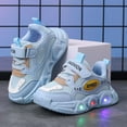 thumbnail image 3 of B91xZ Kids Light Up Shoes Trainers for Toddler Boys Girls Luminous Breathable Walking Flash Sneakers (Blue,7.5), 3 of 7