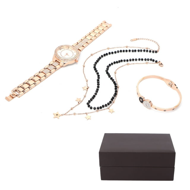 Watch Jewelry Set,Women Jewelry Set Watch Bracelet Necklace Set Anniversary Jewelry Set Professional Grade