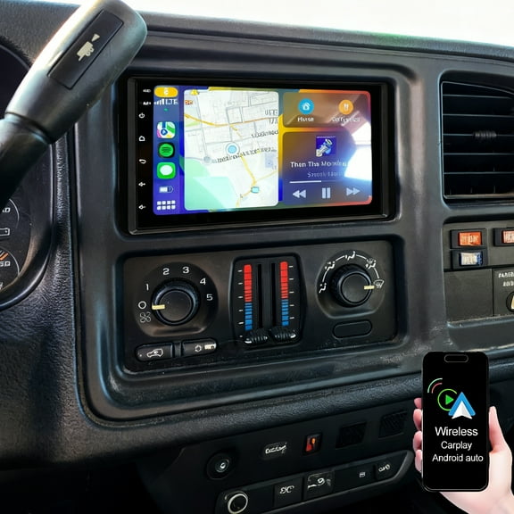 Eforcase Android Car Stereo for Chevy Tahoe 2003-2006 7 Inch Touch Screen Car Radio with Wireless Carplay Android Auto GPS Navigation Bluetooth FM WiFi HiFi Backup Camera MIC