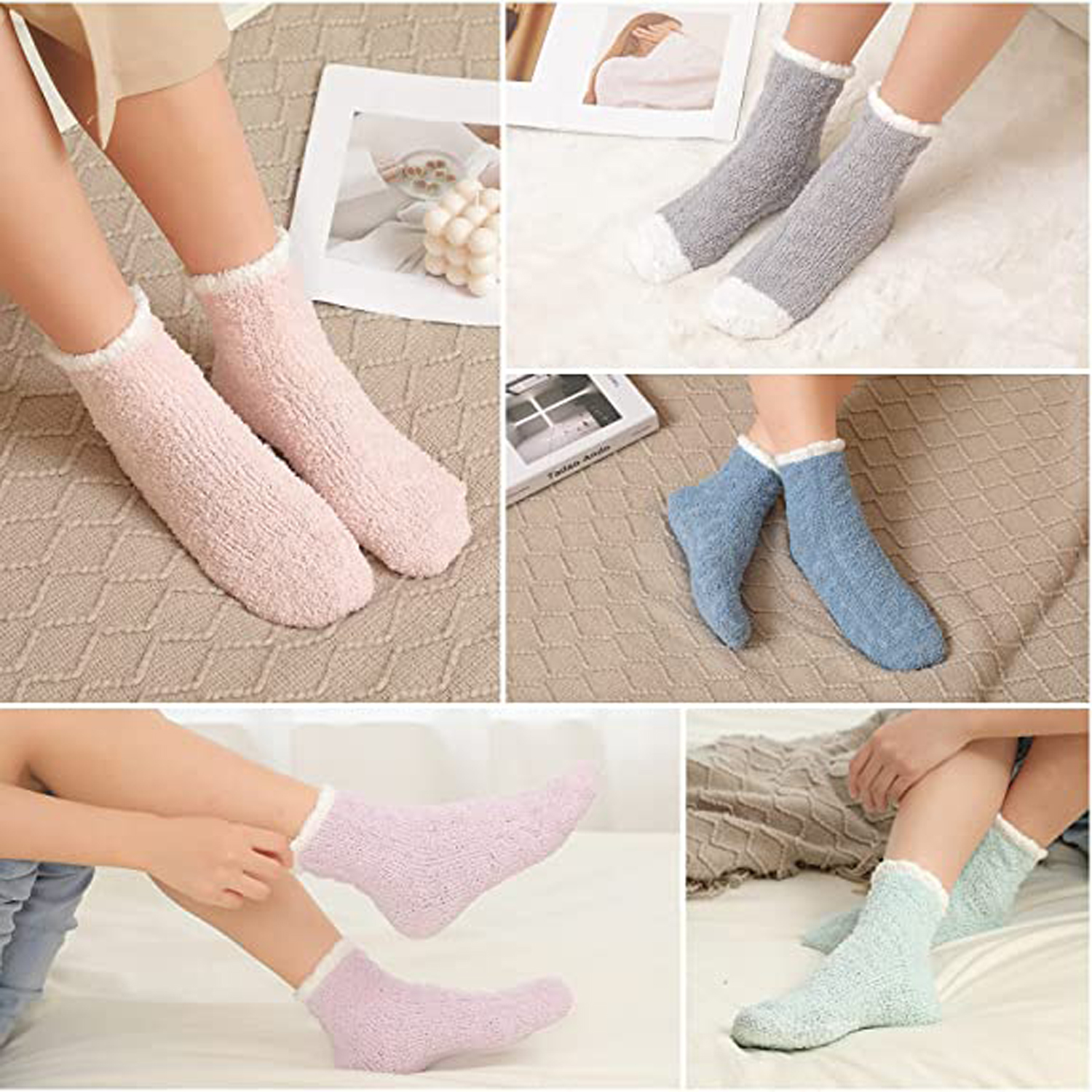 7pairs Solid Fuzzy Crew Socks  Socks women, Velvet socks, Women