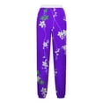 thumbnail image 4 of WFJCJPAF 2024 New Product Clearance！ Pants for Women Plus Size Stretch Two Pairs,Women Fashion Color Blocked Printed Drawstring Pants - Purple L, 4 of 5
