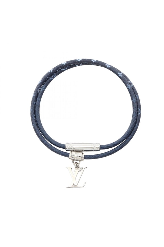 Pre-Owned Louis Vuitton LV Gradient Bracelet, Stainless Steel, Men's, Navy/Silver Tones