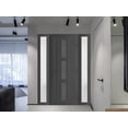 thumbnail image 3 of Front Exterior Prehung Metal-Plastic Door Frosted Glass | Manux 8112 Antracite Grey | 2 Side Sidelite Transoms | Office Commercial and Residential Doors Patio Garage 64x80 (W14+36+14x80) Left-hand, 3 of 5