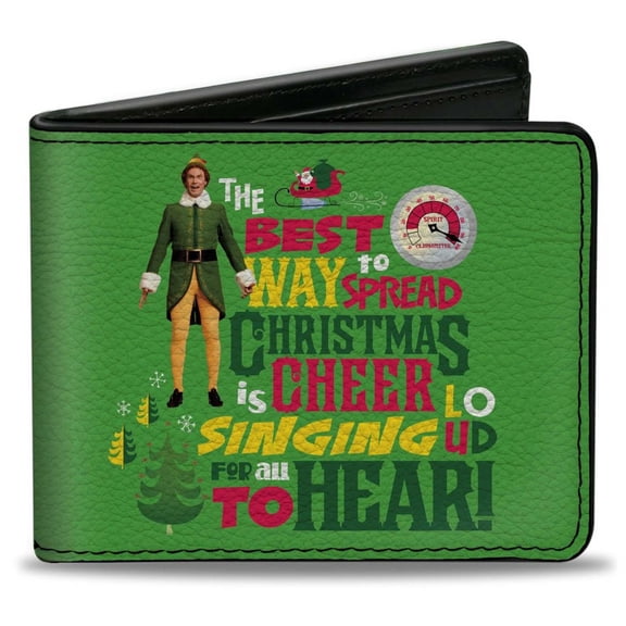 Warner Bros. Holiday Movies Wallet, Bifold, Elf Buddy the Best Way to Spread Christmas Cheer Quote, Vegan Leather