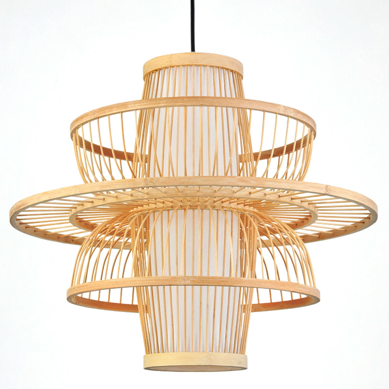 Bamboo Wicker Rattan Shade Pendant Light Fixture Asian Hanging Ceiling Lamp 