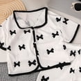 thumbnail image 3 of PEASKJP Girls Cotton Pajamas Girls Pajama Set Short Sleeve Lounge Set Soft Shirring Summer Sleepwear Pj Sets (Black,6-12 Months), 3 of 3