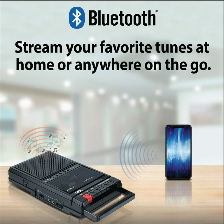 QFX Retro-39BT Shoebox Cassette Player Recorder, Bluetooth, FM