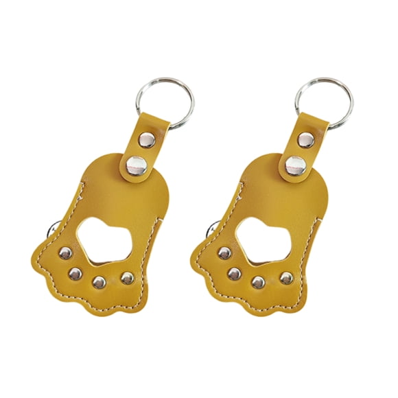 Maytalsory 2 Pieces, Pet Hair Key Chains, Cat Paw-Shaped Pet Memorial gift Leather And Comfortable, Collecting Cat and Hair. ginger yellow