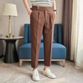 thumbnail image 3 of CHUANK Men‘s High-end Linen Pants with Texture  Naples Design  Ankle-length Pants Slim Fit Men‘s Dress Pants 2024 High Quality, 3 of 7