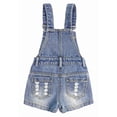 thumbnail image 2 of KIDSCOOL Girls Jeans Shortalls Jumpsuit 18M-5T Ripped Denim Overalls Shorts,Light Blue,4-5 Years, 2 of 8