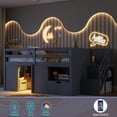 thumbnail image 6 of Harper & Bright Designs Full Size Wood Loft Bed with Storage Drawer and Shelf, Low Loft Bed Frame with Stairs and 7 Colors LED Light for Boys Girls, Gray, 6 of 13
