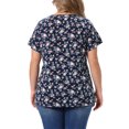 thumbnail image 3 of Agnes Orinda Plus Size Tops for Women Floral Printed Short Sleeve Round Neck Loose Casual Basic Tee Shirt 3X Navy Blue, 3 of 6
