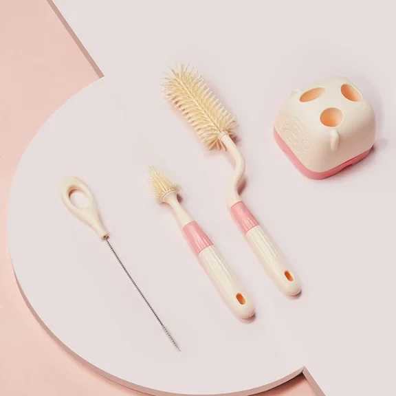 DEKEones Tot Bottle Brush with Nipple Cleaner and Stand - Beige