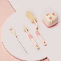 DEKEones Tot Bottle Brush with Nipple Cleaner and Stand - Beige