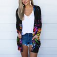 thumbnail image 2 of Cardigan à Col en V Imprimé Papillon pour Femmes Manches Longues avec Poches, 2 of 6
