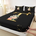 thumbnail image 3 of Homewish Gold Cartoon Monogrammed Bed Sheets for Female, Initial T Letter King Sheets, Groovy Rose Flower Sheet Set, Luxury Bedroom Decor, 4 Pieces, 3 of 7