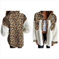 thumbnail image 2 of Chaqueta de Franela Abotonada de para Mujer, con Solapa Afelpada, Larga, Blusa A Cuadros, Otoño Estampado de Leopardo L, 2 of 6