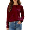 thumbnail image 4 of Women's Star Print Round Neck Long Sleeve Sweatshirt, Loose Fit Casual Pullover Top with Five-Point Star Pattern for Daily Wear, Street Fashion and All Season Comfort Red XXXXL, 4 of 8