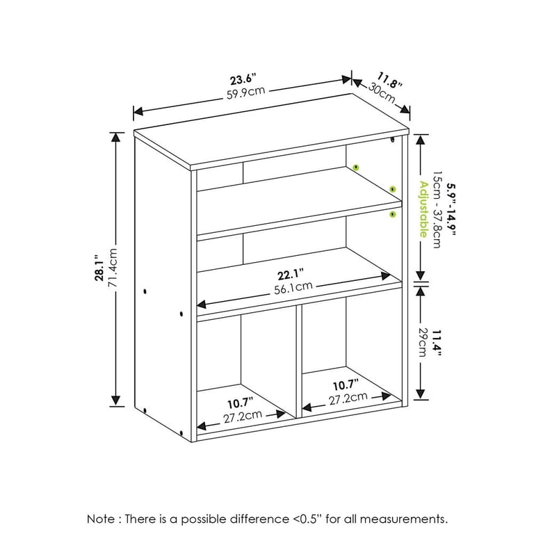 Furinno Pasir 3-Tier Display Bookcase, Black photo 7