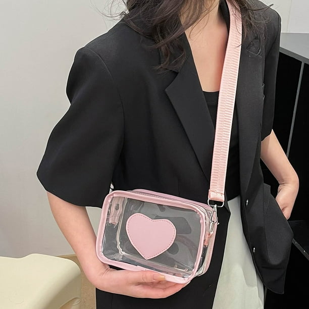 Bolso bandolera de PVC transparente Love Fashion Shoulder Bag con Bolso pequeno rosa Bodega Aurrera en linea