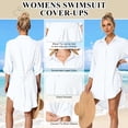 thumbnail image 3 of liyiyiyia Swimsuit Coverup for Womens Shirt Dress Button Down Bathing Suit Bikini Cover Ups Beach Vacation Outfits White, 3 of 8