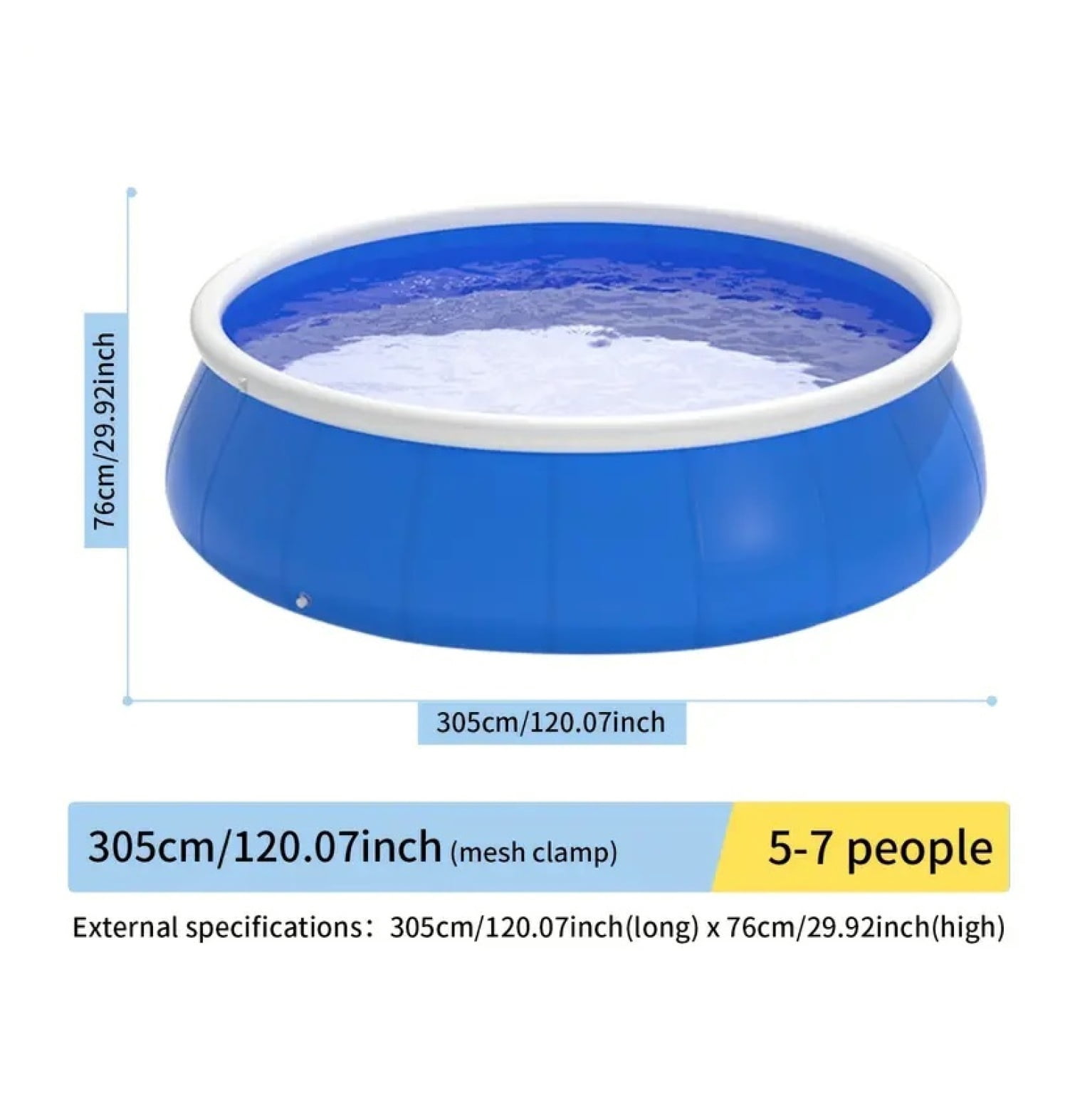 Inflatable Pool 305x76cm, PVC Outdoor Coil Mesh Pool for Garden, 4700L/1200GAL Capacity, Easy Setup & Storage