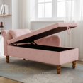 thumbnail image 4 of Pink Velvet Chaise Lounge Chair with Storage and Pillow - Classic Rolled Arm Design, 4 of 10