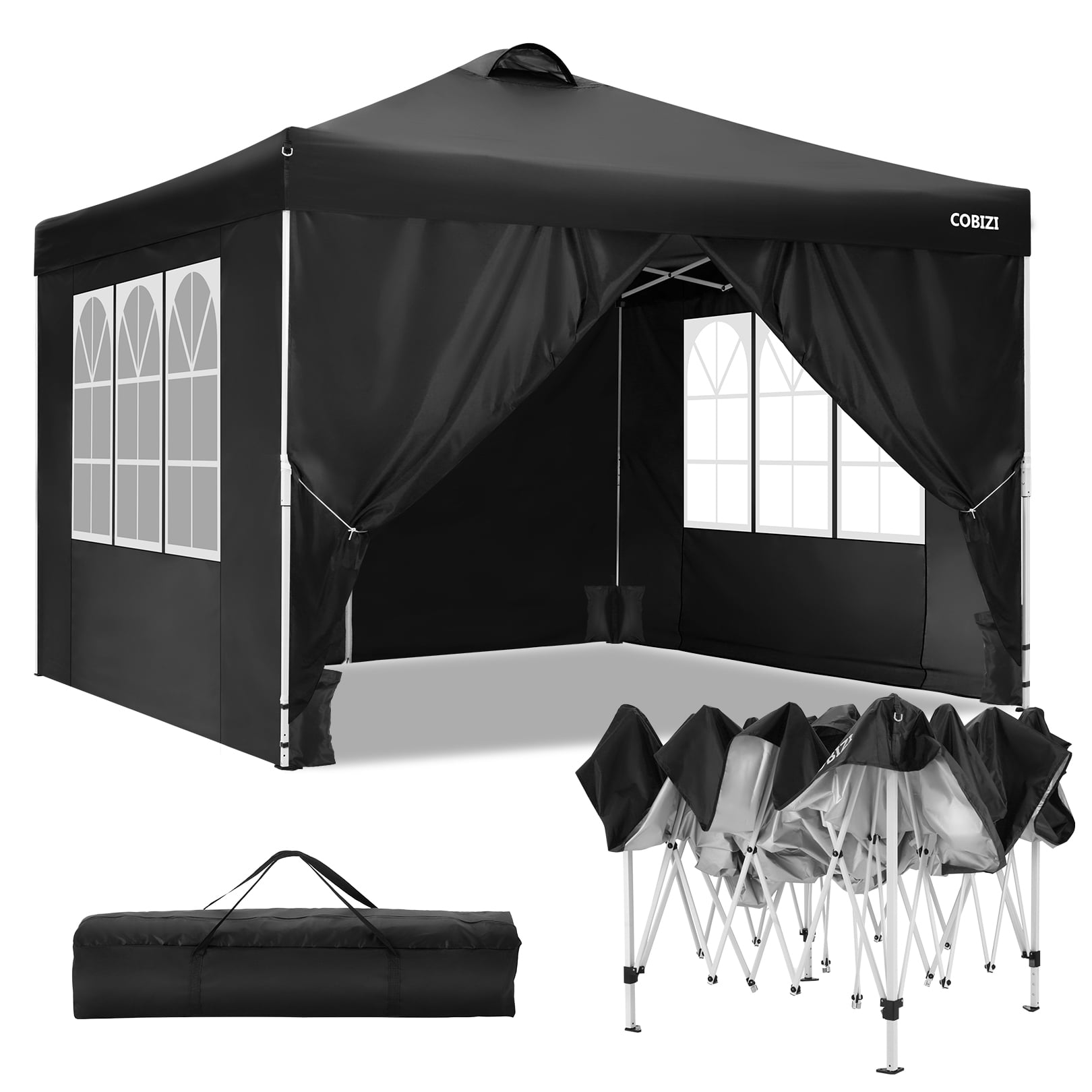 10x10Ft Black Zipper Side walls End Kit For EZ Pop Up Patio Gazebo Tent Canopy 