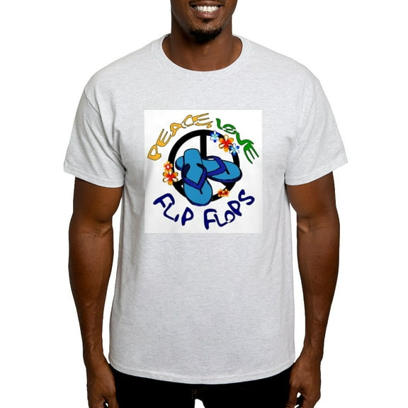 CafePress - Peace, Love, Flip Flops Light T Shirt - Men's Classic Graphic T-Shirt