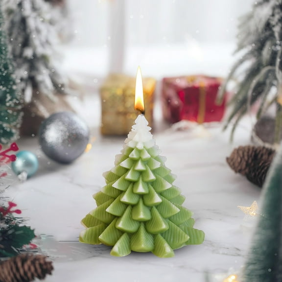 Mecorevxz Christmas Decorations Christmas Tree Shaped Christmas Scented Candles Green Candles for Home Décor,Christmas Gifts(Light Green)