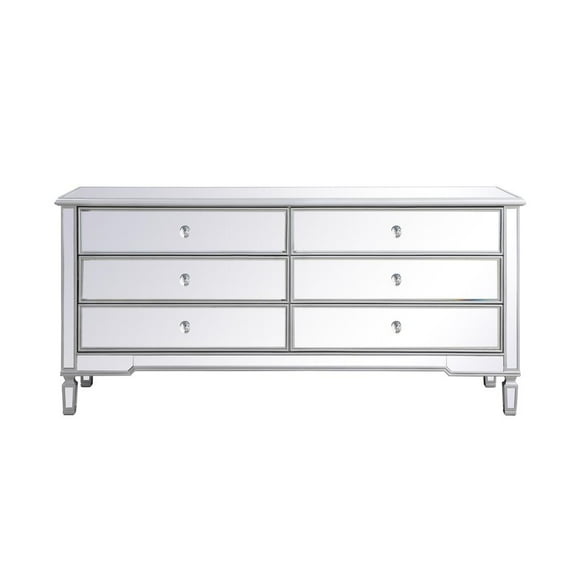Elegant Decor Contempo 72" Metal and MDF Mirrored Dresser in Silver