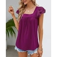 thumbnail image 3 of Coferset Casual Tops Women Square Neck Lace Short Sleeve Ladies Blouse Women Summer Tops, 3 of 6