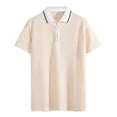 thumbnail image 2 of JDQJBZ Mens Shirts Short Sleeve Mens Sweatshirt Summer Casual Short Sleeve Color Rib Knit Zippered Collar Shirt, 2 of 5