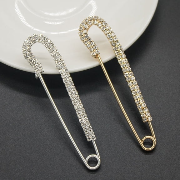 MEIBUTYUP 2-Pack Colorful Alloy Safety Pin Brooches for Women, Stylish Decorative Fashion Accessories for Clothing