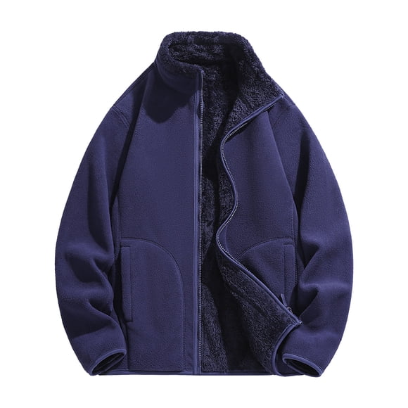 Fengqque Men's Fleece Full-zip Hoodie Jacket Oversized Casual Warm Sweatshirt for Cold Weather with Pocket Blue XXXL(XXXL)