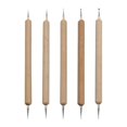 thumbnail image 1 of 5PCS Double-End Tracing Tool Set Wood+Steel for Clay Pottery Sculpting DIY Craft Comfortable Grip, 1 of 8