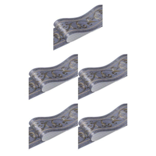 Bewildely Línea de rodapié autoadhesiva de veteado de madera para papel tapiz de alta gama, mano de obra exquisita, flor de vid azul duradera Type2 NO2