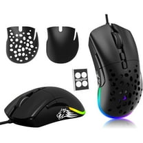 MAGIC-REFINER D19 Wired Gaming Mouse, 12,000 DPI Ergonomic Mouse with 7 Programmable Buttons, 12K Optical Sensor, 1ms, 13 RGB Backlit Modes, 6 Adjustable DPI, Adjustable Weights, for PC/MAC, Black