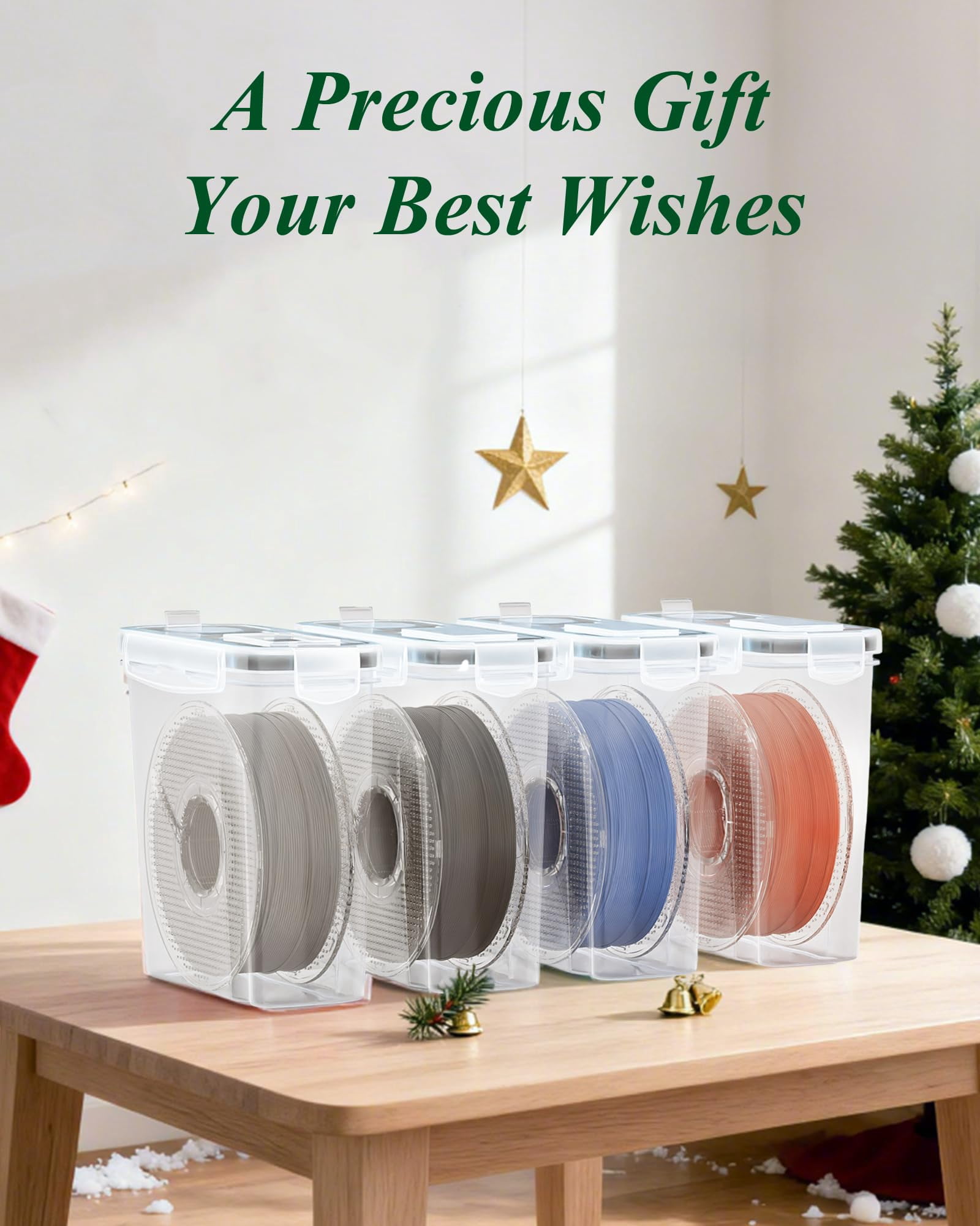 Aokeyee Filament Storage Box 4 Pack Filaments Container for 3D Printing Filament Sealing and Protection with Label Water-Proof and Dust-Proof 4.0L