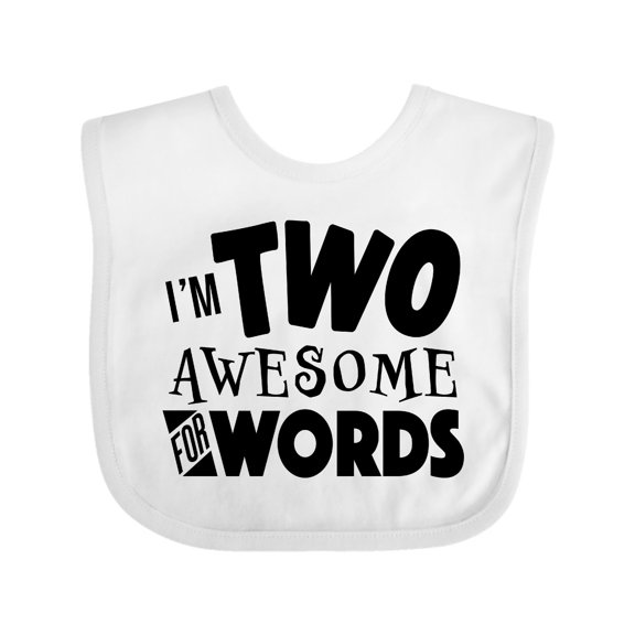 Inktastic I'm Two Awesome for Words 2nd Birthday Boys or Girls Baby Bib