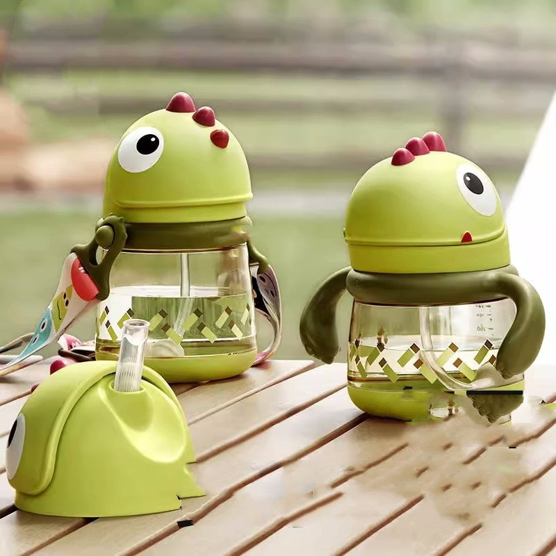 Children Baby Dinosaur Learning To Drink Straw Cup