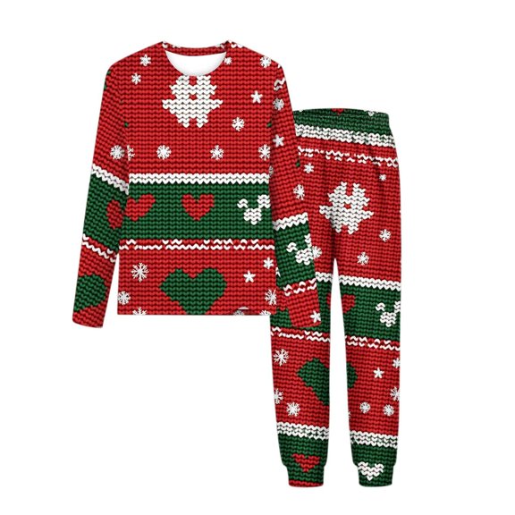 Giftesty Kids Boys Girls Christmas Print Crew Neck Long Sleeve Elastic Waist Pants Relaxed Fit Home Loungewear Two Piece Set for Holiday Daily Wear