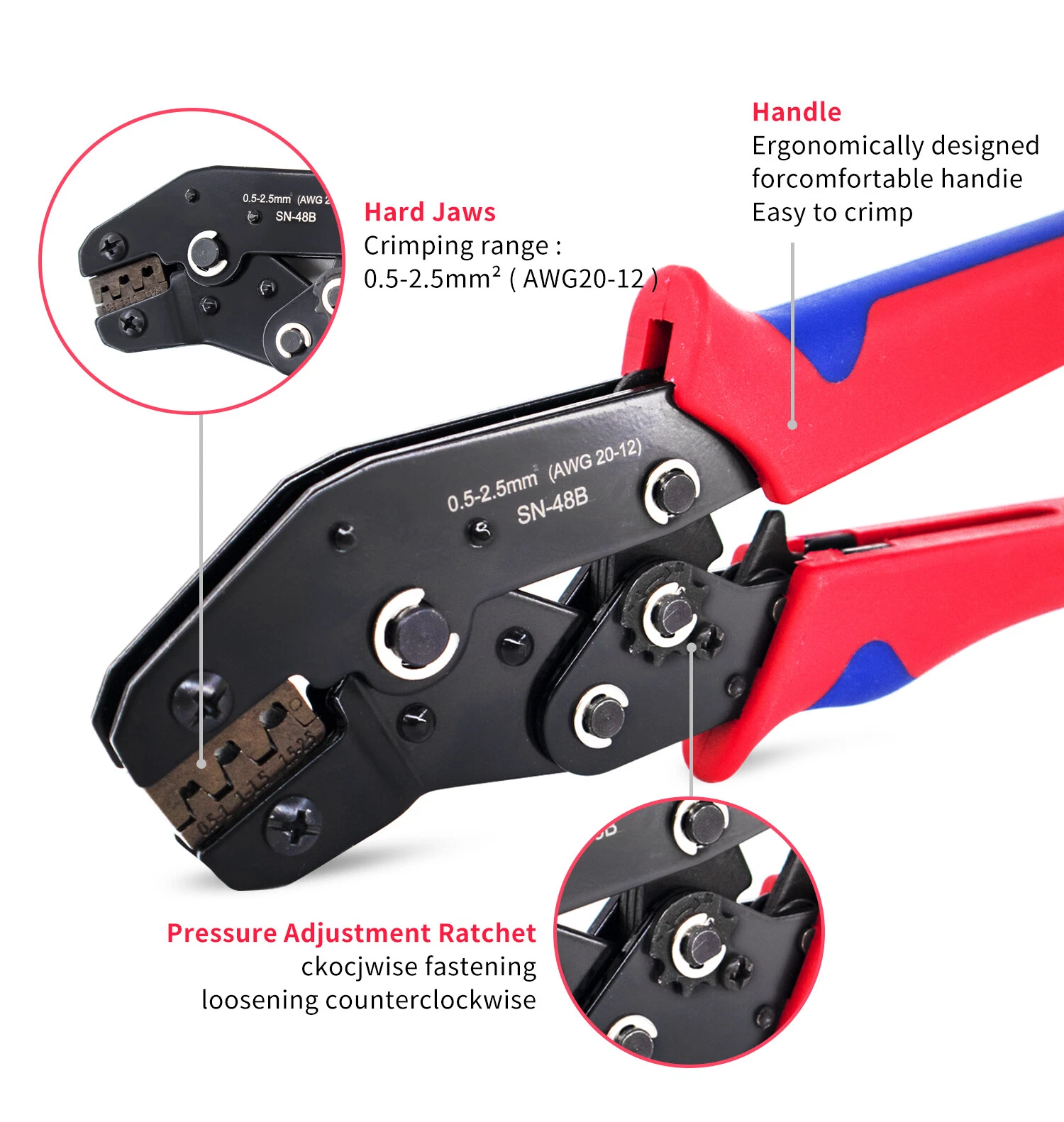 Insulated Ratchet Crimping Pliers Terminal Wire Cable Connector Crimper Tool