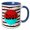 Blue/White, variant on 3drose, Image of Five Black Cats, Aqua Eyes, Stars, Waves, Circle, Red, Black, 11oz Two-tone Yellow Mug