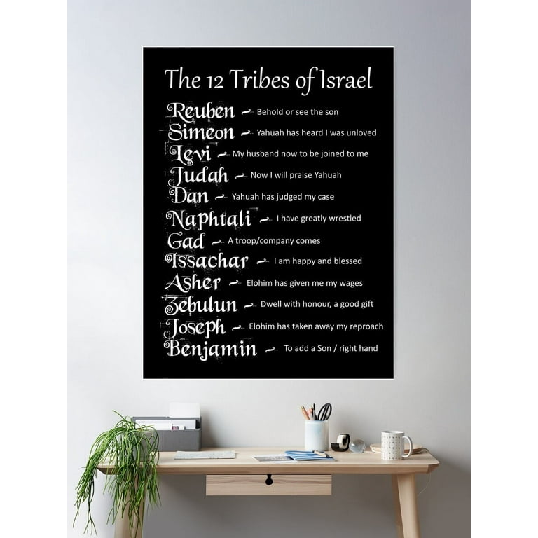 12 Tribes Of Israel Names And Meanings - Hebrew Christian Poster