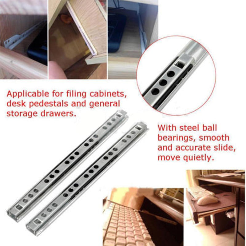 1 Pair Metal Cabinet Drawer Runners 185 x 17mm Ball Bearing Slides Quick Release 