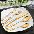 thumbnail image 3 of Gold Silverware Set, Vesteel 20 Piece Stainless Steel Flatware Cutlery Set for 4, Mirror Finish & Dishwasher Safe, 3 of 7